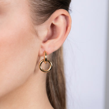 9ct Yellow Gold Entwined Circles Hoop Earrings