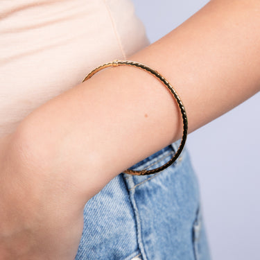 9ct Yellow Gold Textured 65mm Bangle