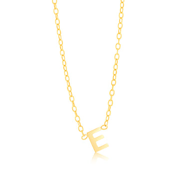 9ct Yellow Gold Initial "E" Pendant On Chain
