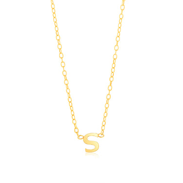 9ct Yellow Gold Initial "S" Pendant On Chain
