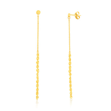 9ct Yellow Gold Rope Drop Earrings