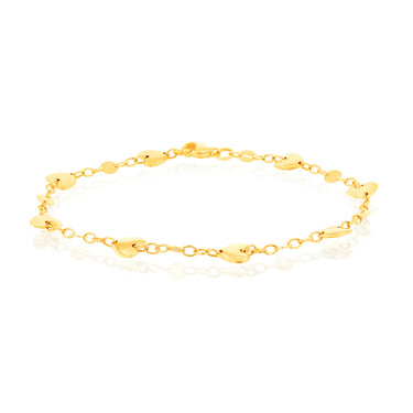 9ct Yellow Gold Heart Charm 19.7cm Bracelet