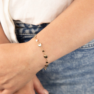 9ct Yellow Gold Heart Charm 19.7cm Bracelet