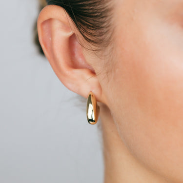 9ct Yellow Gold Heart Half Hoop Earrings