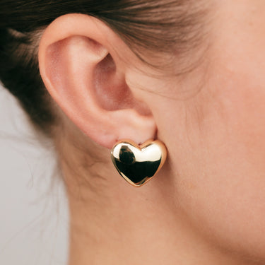 9ct Yellow Gold Plain Heart Stud Earrings