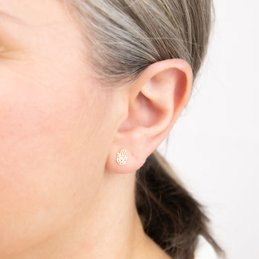 9ct Yellow Gold Small Hamsa Hand Stud Earrings