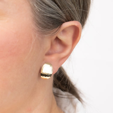 9ct Yellow Gold Hammered Hinged Stud Earrings