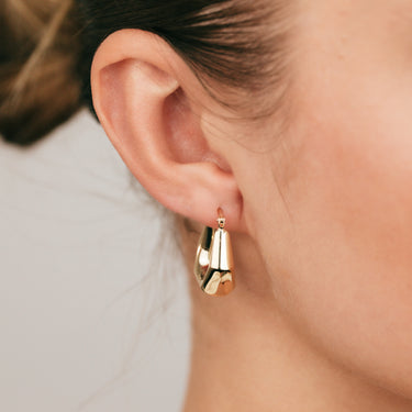 9ct Yellow Gold Geometric Chunky Hoop Earrings