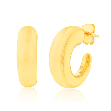 9ct Yellow Gold Chunky Polished 3/4th Hoop Earrings