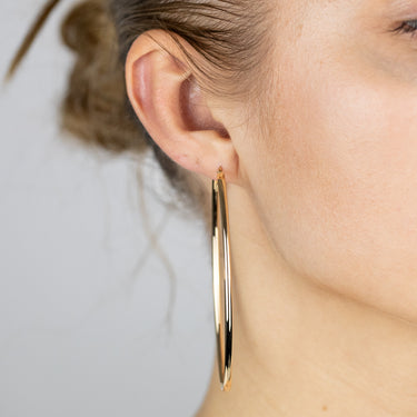 9ct Yellow Gold Plain Large Oval Hoop Earrings