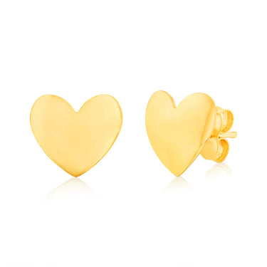 9ct Yellow Gold Polished Heart Stud Earrings