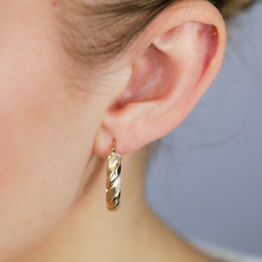 9ct Yellow Gold Twisted Oval Hoop Earrings