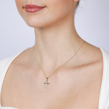 9ct Yellow And White Two-Tone Gold 25mm X 20mm Crucifix Pendant