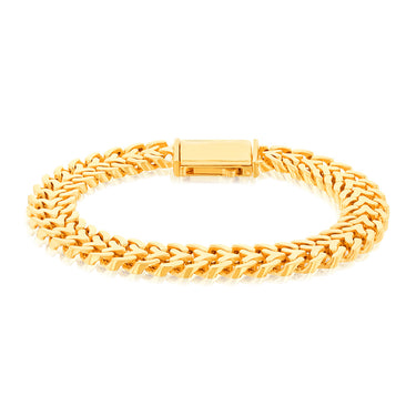 9ct Yellow Gold Double Row Curb Link 20cm Bracelet
