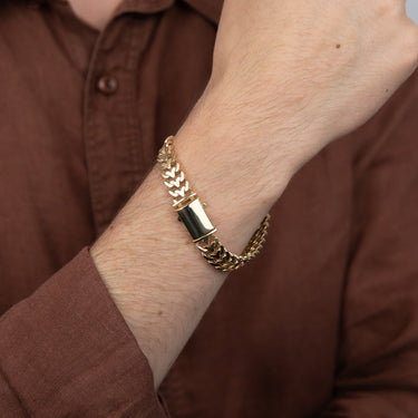 9ct Yellow Gold Double Row Curb Link 20cm Bracelet