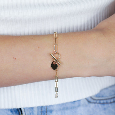 9ct Yellow Gold Paperclip Toggle Bar 19cm Bracelet