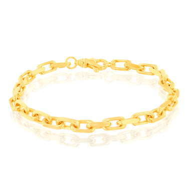 9ct Yellow Gold Elongated Belcher 21cm Bracelet