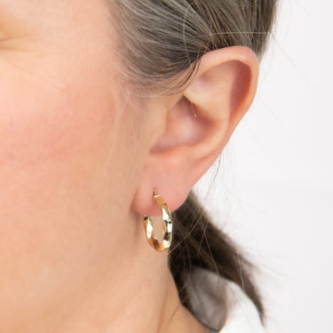 9ct Yellow Gold Diamond Cut Faceted 18.5mm Hoop Earrings