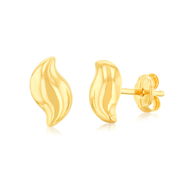 9ct Yellow Gold Mini Wave Stud Earrings