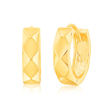9ct Yellow Gold 13mm Faceted Small Hoop Earrings