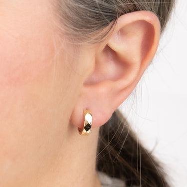 9ct Yellow Gold 13mm Faceted Small Hoop Earrings