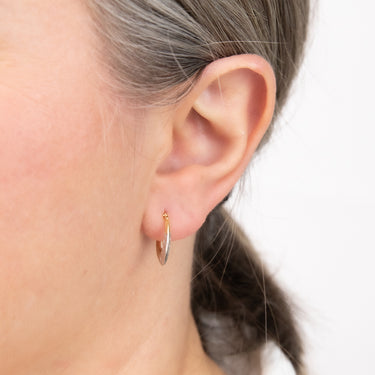 9ct Two Tone White And Yellow Gold Diamond Cut Creole Earrings