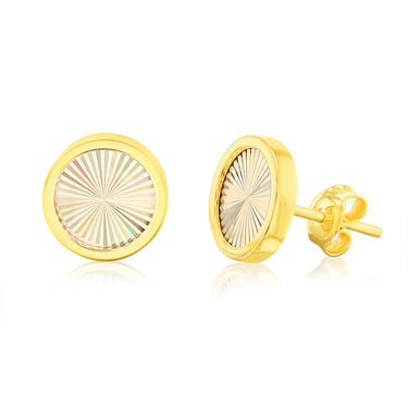 9ct Yellow Gold Rainbow Circle Stud Earrings