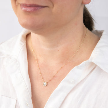 9ct Yellow Gold Rainbow Circle Pendant On Trace and Ball 43-46cm Chain