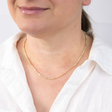 9ct Yellow Gold Hollow Diamond Cut Figarope 46cm Chain