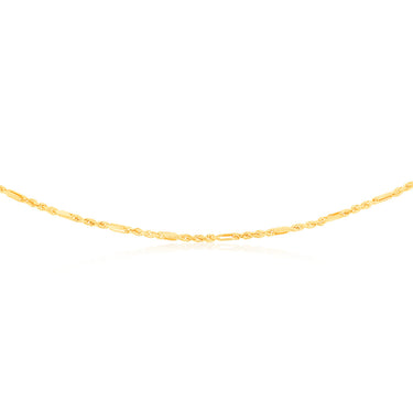 9ct Yellow Gold Hollow Diamond Cut Figarope 46cm Chain