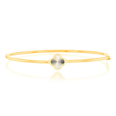 9ct Yellow Gold Rainbow Petal Hinged Bangle