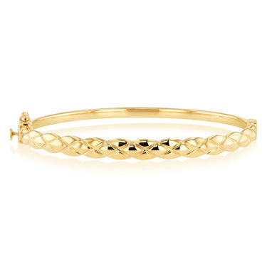 9ct Yellow Gold Fancy Pattern Hinged Bangle