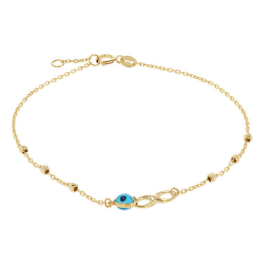9ct Yellow Gold Infinity Evil Eye 19cm Bracelet