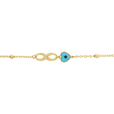 9ct Yellow Gold Infinity Evil Eye 19cm Bracelet