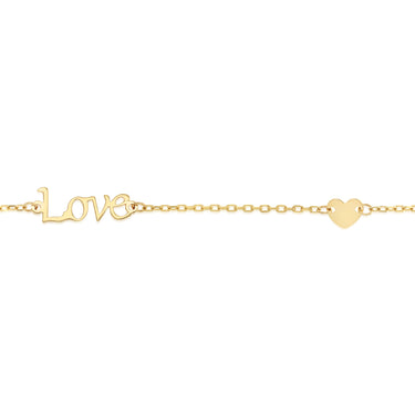 9ct Yellow Gold Love Heart 19cm Bracelet
