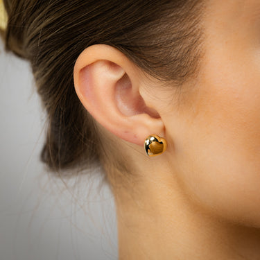 9ct Yellow Gold Puffed Heart Stud Earrings