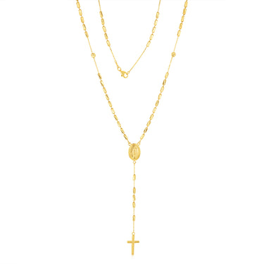 9ct Yellow Gold Cross And Medallion Fancy 50cm Rosary
