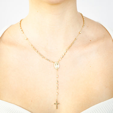 9ct Yellow Gold Cross And Medallion Fancy 50cm Rosary