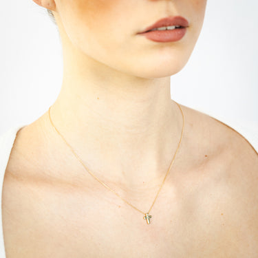 9ct Yellow Gold Plain Cross On 45cm Chain