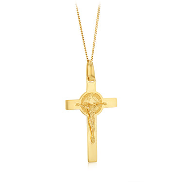 9ct Yellow Gold Double Sided Crucifix Pendant