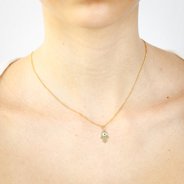 9ct Yellow Gold Evil Eye On Hamsa Pendant