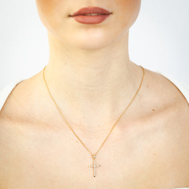 9ct Yellow Gold Diamond Cut Fancy Cross Pendant