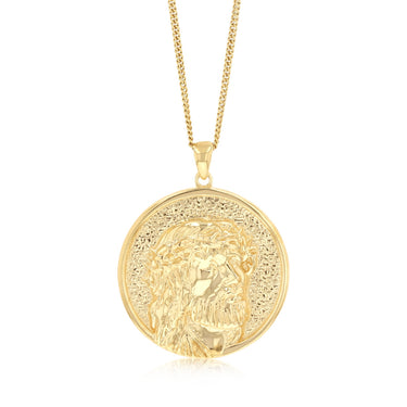 9ct Yellow Gold Jesus Head Medallion Pendant
