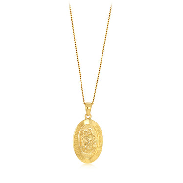 9ct Yellow Gold Oval St. Christopher Pendant