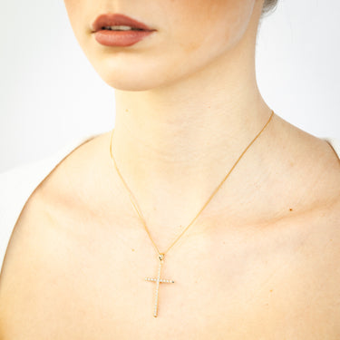 9ct Yellow Gold Fancy Diamond Cut Cross Pendant