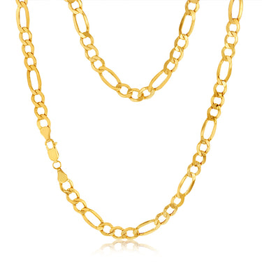 9ct Yellow Gold Diamond Cut 150 Gauge 1:3 Figaro 50cm Chain