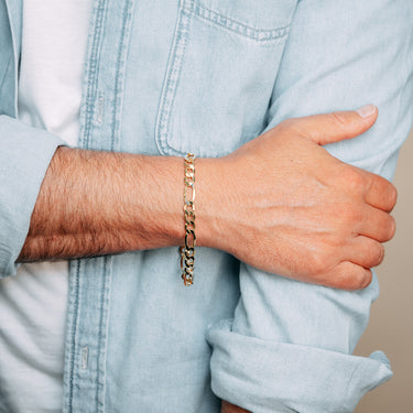 9ct Yellow Gold 170 Gauge Diamond Cut 1:3 Figaro 23cm Bracelet