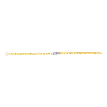 9ct Yellow Gold Cubic Zirconia 60 Gauge Curb 19cm Bracelet