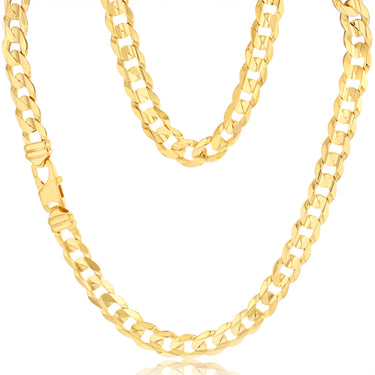 9ct Yellow Gold Diamond Cut Concave Curb 270 Gauge 55cm Chain