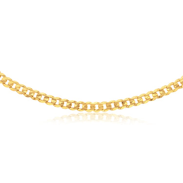 9ct Yellow Gold Diamond Cut Concave Curb 270 Gauge 55cm Chain